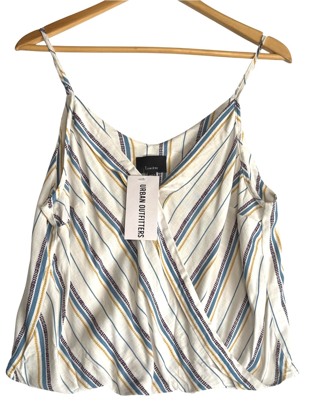 Lumiere x Urban Outfitters Faux Wrap Surplice Striped Top LARGE - NWT